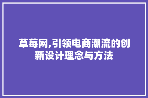 草莓网,引领电商潮流的创新设计理念与方法