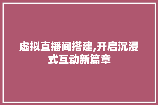 虚拟直播间搭建,开启沉浸式互动新篇章
