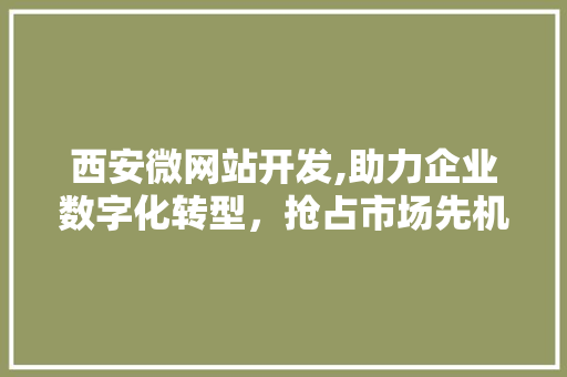 西安微网站开发,助力企业数字化转型，抢占市场先机