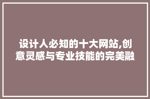 设计人必知的十大网站,创意灵感与专业技能的完美融合