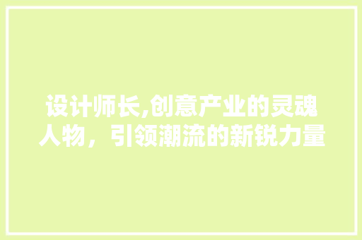 设计师长,创意产业的灵魂人物，引领潮流的新锐力量