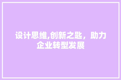 设计思维,创新之匙，助力企业转型发展