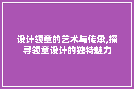 设计领章的艺术与传承,探寻领章设计的独特魅力