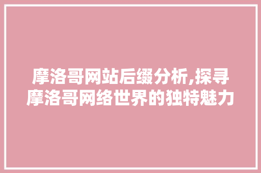 摩洛哥网站后缀分析,探寻摩洛哥网络世界的独特魅力