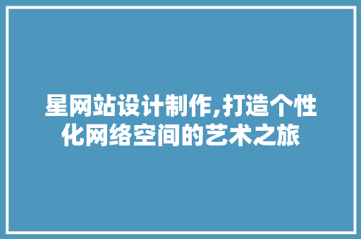 星网站设计制作,打造个性化网络空间的艺术之旅