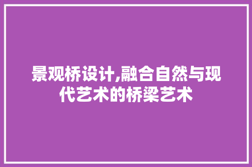景观桥设计,融合自然与现代艺术的桥梁艺术