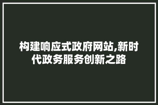 构建响应式政府网站,新时代政务服务创新之路