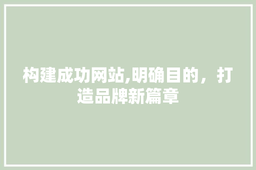 构建成功网站,明确目的，打造品牌新篇章