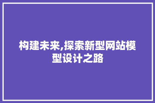 构建未来,探索新型网站模型设计之路