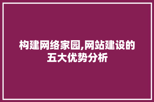 构建网络家园,网站建设的五大优势分析