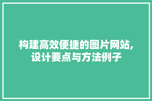 构建高效便捷的图片网站,设计要点与方法例子