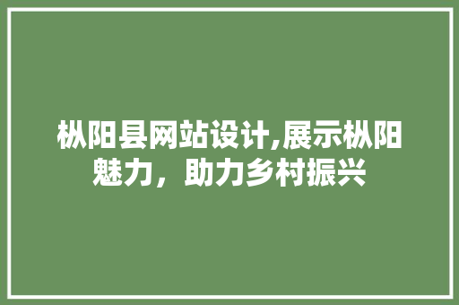 枞阳县网站设计,展示枞阳魅力，助力乡村振兴