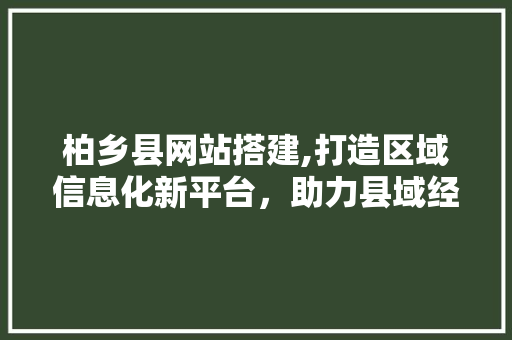 柏乡县网站搭建,打造区域信息化新平台，助力县域经济腾飞