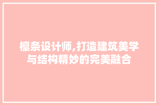 檩条设计师,打造建筑美学与结构精妙的完美融合