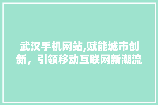 武汉手机网站,赋能城市创新，引领移动互联网新潮流