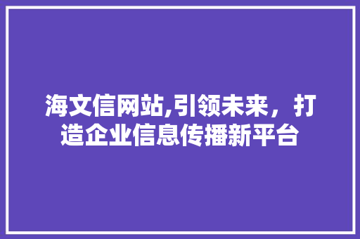 海文信网站,引领未来，打造企业信息传播新平台