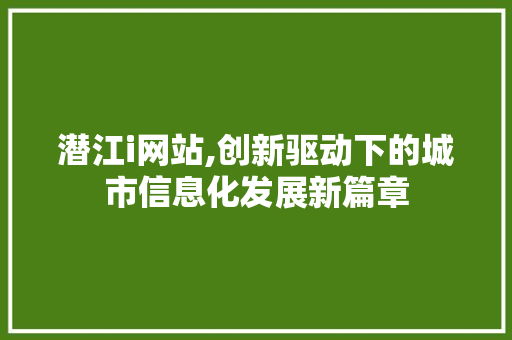 潜江i网站,创新驱动下的城市信息化发展新篇章