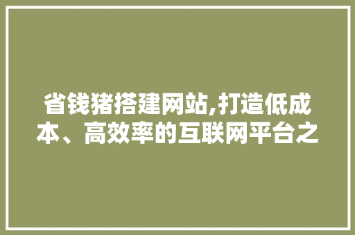 省钱猪搭建网站,打造低成本、高效率的互联网平台之旅