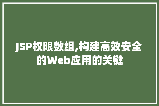 JSP权限数组,构建高效安全的Web应用的关键