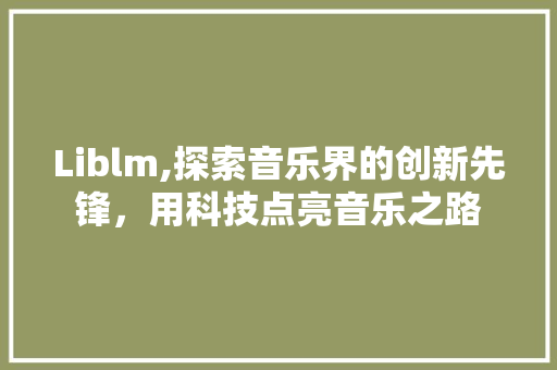 Liblm,探索音乐界的创新先锋，用科技点亮音乐之路