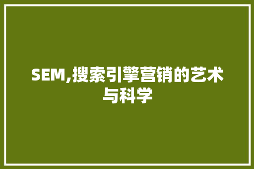SEM,搜索引擎营销的艺术与科学