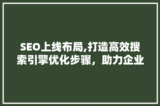 SEO上线布局,打造高效搜索引擎优化步骤，助力企业互联网发展