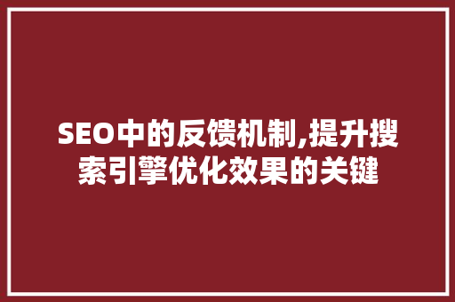 SEO中的反馈机制,提升搜索引擎优化效果的关键