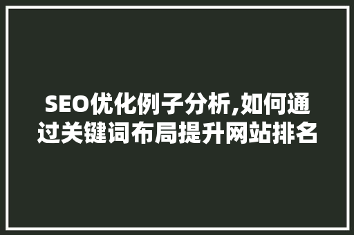 SEO优化例子分析,如何通过关键词布局提升网站排名