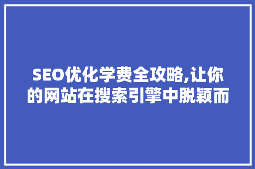 SEO优化学费全攻略,让你的网站在搜索引擎中脱颖而出