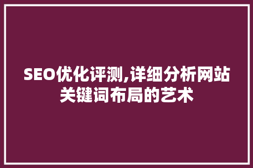 SEO优化评测,详细分析网站关键词布局的艺术