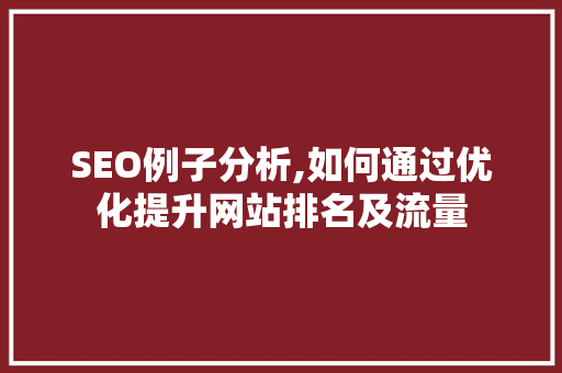 SEO例子分析,如何通过优化提升网站排名及流量