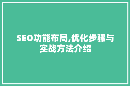 SEO功能布局,优化步骤与实战方法介绍