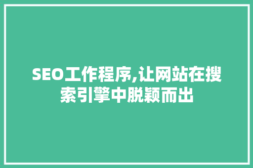 SEO工作程序,让网站在搜索引擎中脱颖而出