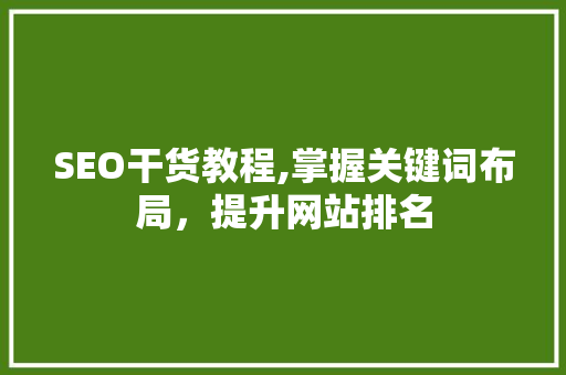 SEO干货教程,掌握关键词布局，提升网站排名
