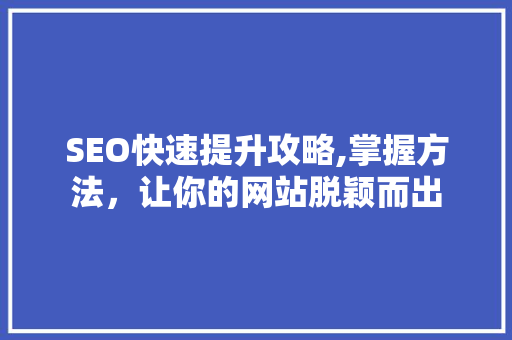 SEO快速提升攻略,掌握方法，让你的网站脱颖而出