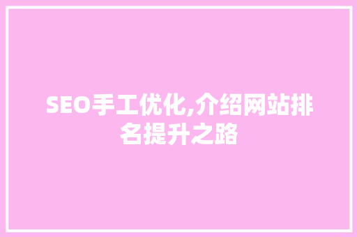 SEO手工优化,介绍网站排名提升之路