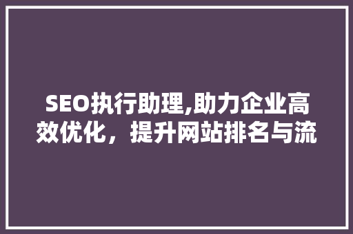 SEO执行助理,助力企业高效优化，提升网站排名与流量