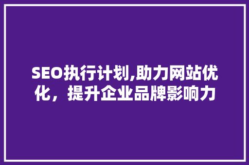 SEO执行计划,助力网站优化，提升企业品牌影响力