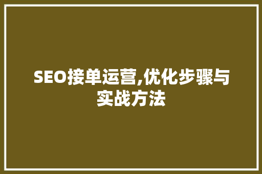 SEO接单运营,优化步骤与实战方法