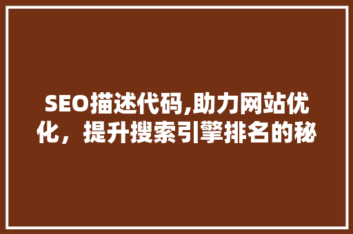 SEO描述代码,助力网站优化，提升搜索引擎排名的秘密武器
