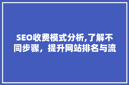 SEO收费模式分析,了解不同步骤，提升网站排名与流量