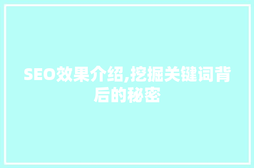 SEO效果介绍,挖掘关键词背后的秘密