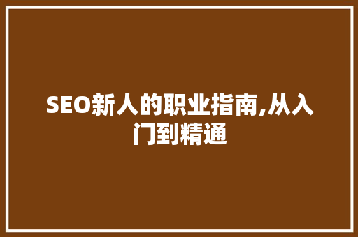SEO新人的职业指南,从入门到精通