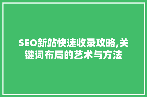 SEO新站快速收录攻略,关键词布局的艺术与方法