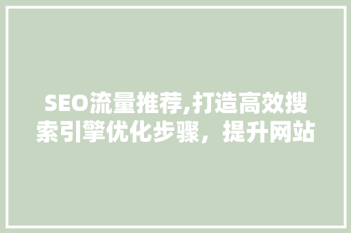 SEO流量推荐,打造高效搜索引擎优化步骤，提升网站流量
