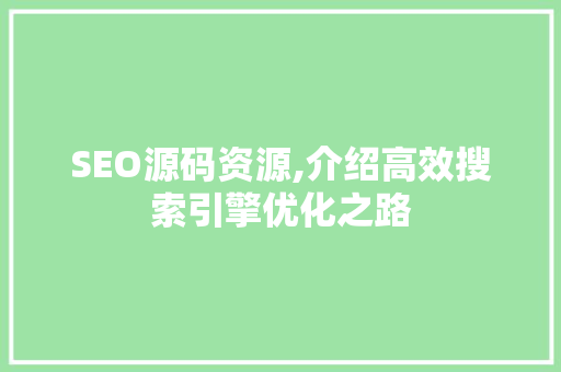 SEO源码资源,介绍高效搜索引擎优化之路