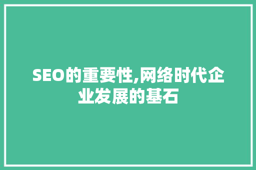 SEO的重要性,网络时代企业发展的基石