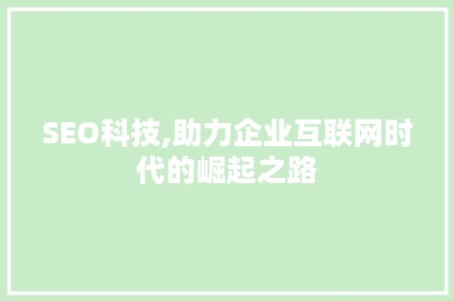 SEO科技,助力企业互联网时代的崛起之路