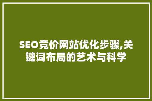 SEO竞价网站优化步骤,关键词布局的艺术与科学