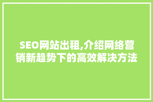 SEO网站出租,介绍网络营销新趋势下的高效解决方法